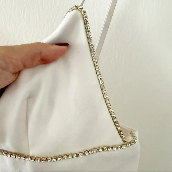 MESHKI Iyana Diamante Crystal Rhinestone White Mini Dress Size XS - Picture 5 of 8